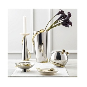 Pots à fleurs en aluminium argenté à motif de feuilles, de qualité supérieure, différentes tailles, pots à fleurs artificielles en gros - Product Image 1