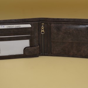 Cartera de Cuero Genuino para Hombre, Estilo Vintage, Hecha a Mano, Cierre Plegable, Corta, para Uso Diario, Color Marrón - Product Image 4