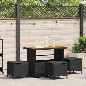 Set da Pranzo da Giardino in Polyrattan Nero per 4 Persone, Resistente alle Intemperie, Arredamento da Esterno in Stile Contemporaneo - Product Image 1