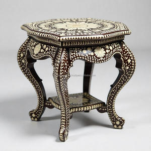 Table ronde en bois de meilleure qualité incrustation d'os complexe motif floral conception d'accent moderne pour la décoration intérieure de bureau à domicile de qualité supérieure - Product Image 5