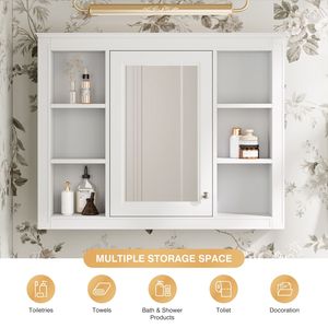 Moderno Armadietto da Bagno a Parete 35 X 27.5 con Specchio Contenitore per Medicinali - Product Image 5
