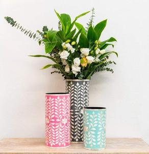 Jardinière en métal avec incrustation de os, faite à la main, de forme ronde, style minimaliste, pour la décoration de la maison, produit de luxe, exportations en gros - Product Image 6