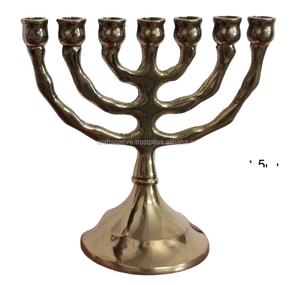 เชิงเทียนคริสตัลทองเหลือง 7 แขน ดีไซน์ใหม่ สำหรับตกแต่งโต๊ะงานแต่งงาน ทำด้วยมือจากอินเดีย ขายส่ง - Product Image 5