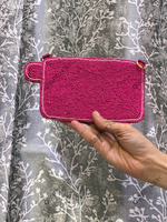 Pochette rose perlée artisanale EII BAR, mini sac à main de créateur, portefeuille tendance, sac de soirée élégant pour femme