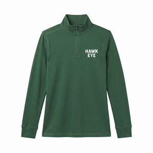 Sudadera Personalizada para Mujer, Cuello Alto, Cierre de Cremallera de un Cuarto, Mangas Largas, Corte Regular, Transpirable, Color Verde Sólido - Product Image 3