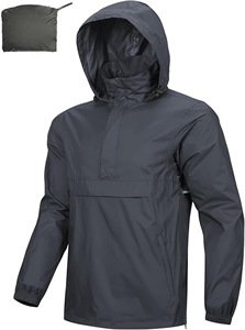 Chaqueta Impermeable y Cortavientos para Hombre, Ligera, para Actividades al Aire Libre, Corte Regular, Color Sólido, Poliéster, Chaqueta de Senderismo para Primavera - Product Image 2