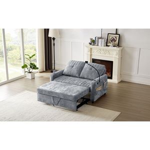 Divano Letto Moderno da 137 cm con Schienale Regolabile, Due Portabicchieri, Porta Telefono e Tre Porte di Ricarica - Product Image 2
