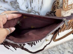 Real Cowhide Leather Fringe Handbag Turquoise Stone Sling <b>Bag</b> Multi Uses Stylish <b>Bags</b> Bohemian <b>Tassel</b> Hot Sale Fringe <b>Bag</b> - Product Image 6