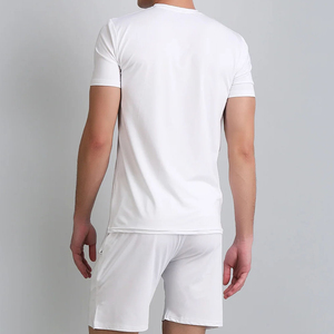 Ensemble court d'été personnalisé OEM pour homme, 100 % coton tissé, t-shirt de sport et short assorti, logo frontal, respirant, séchage rapide 2026 - Product Image 3