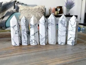 Top Selling High Quality Dynamic Crystal Howlite Crystal <b>Wand</b> Obelisk Point Carved Smooth Polished White Gemstone Tower Energy - Product Image 5