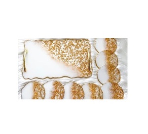 Low MOQ Handcrafted <b>Epoxy</b> Resin Tray For Wedding <b>Table</b> Top <b>Epoxy</b> Resin Tray Food Storage Tray Made In India - Product Image 1