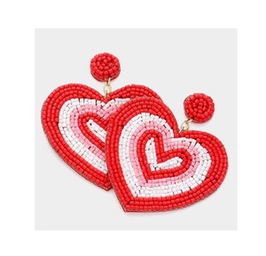 Boucles d'oreilles pendantes fantaisie brodées fraise rouge mignonne avec perles, motif feuille verte et fruit, qualité supérieure pour femme - Product Image 6