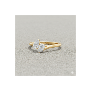 Stonewels Toi et Moi การตั้งค่าเพชรรูปลูกแพร์ที่ปลูกในห้องทดลองสำหรับการรับรองแหวนลูกแพร์สีทองจูบ - Product Image 1