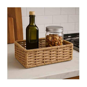 Nouveau Plateau Décoratif en Rotin Tressé à la Main de Haute Qualité pour Salon, Chambre et Cuisine, en Jacinthe d'Eau avec Poignées - Product Image 5