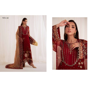 Ssumaira <b>Present</b> Omara festive <b>eid</b> collection by Nureh Embroidered Embellished silk & chiffon jacquard collection Anarkali - Product Image 3