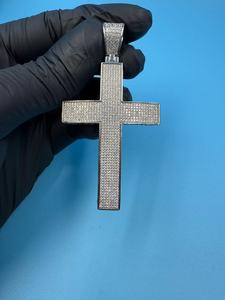 Colgante de Cruz de Plata de Ley 925 con Moissanita VVS, Joyería Fina con Moissanita, Regalo Religioso para Fiestas, Colgantes y Amuletos - Product Image 5