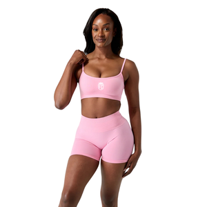Soutien-gorge de sport push-up sans coutures rose pour femme, avec bretelles, extensible, pour yoga, gym, fitness, entraînement, vêtements de sport, crop top - Product Image 4