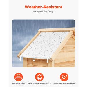 Grand abri de jardin en bois pour outils avec plancher verrouillable et rangement étanche, type abri métallique - Product Image 5