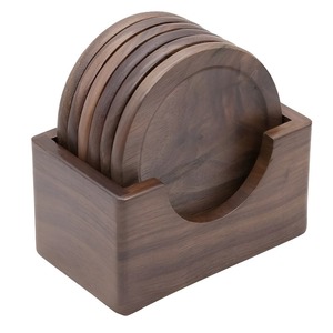 Posavasos de madera de acacia de diseño admirable, forma redonda, posavasos de madera en blanco para bebidas, para vasos de mesa de café. - Product Image 3