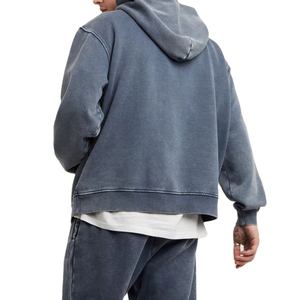 Sweat-shirts à capuche pour hommes de haute qualité, style délavé à l'acide, en coton, avec logo personnalisé, pour le sport et le jogging, nouveau style tendance - Product Image 3