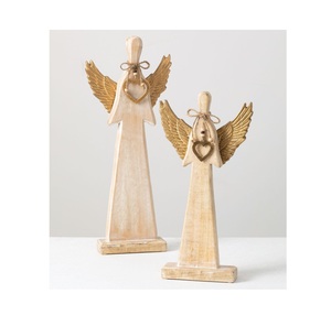 Statue décorative élégante en bois de créateur en forme d'ange pour centre de table, idéale pour la maison, le bureau et l'accent d'un comptoir de réception - Product Image 1