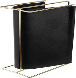 Dark Grey PU Leather & Stainless Steel Magazine Rack - Product Image 4