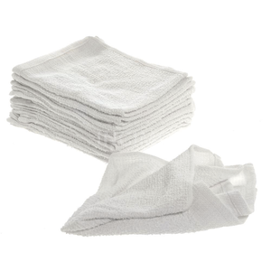 Serviette de nettoyage en coton 100% côtelé 16x19, 32oz, blanche, de qualité supérieure et à prix abordable, pour cuisine commerciale, provenant d'un fournisseur fiable. - Product Image 1