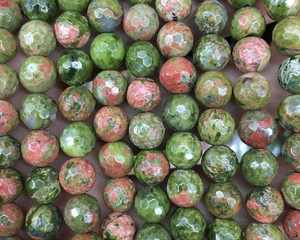 Cuentas redondas facetadas de unakita natural para la fabricación de joyas y manualidades DIY - Product Image 6