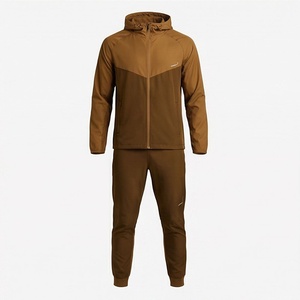 Conjunto Deportivo para Hombre, Sudadera con Capucha y Pantalones, Color Marrón, Cierre Completo, Secado Rápido, Poliéster, Ropa de Otoño - Product Image 1