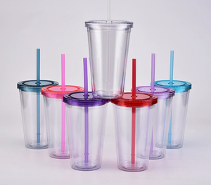 Vaso de plástico de doble pared con tapa, 16 oz, cuerpo recto, impresión disponible, colores y logotipos personalizables. - Product Image 3