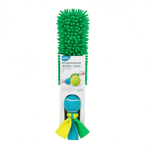 Jouet interactif pour animaux de compagnie avec balle de tennis et brosse verte pour chiens, corde élastique de 85 cm pour jeu de traction - Product Image 2