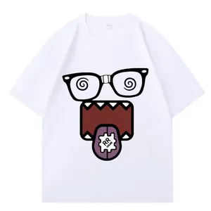 T-shirt pour homme avec imprimé de monstre de dessin animé amusant, lunettes Y2K, imprimé bouche, col rond, manches courtes, 100% coton, décontracté, séchage rapide, respirant - Product Image 4