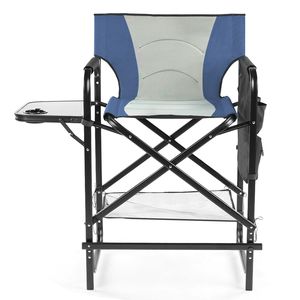 Sedia da regista alta 26 pollici con poggiapiedi, sedia pieghevole portatile da campeggio con portabicchieri e tavolino laterale contenitore - Product Image 3