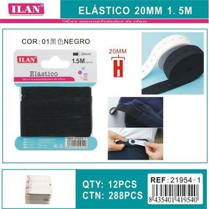 Fascia elastica Ilan 20 mm 1,5 m nera per artigianato e cucito - Product Image 3