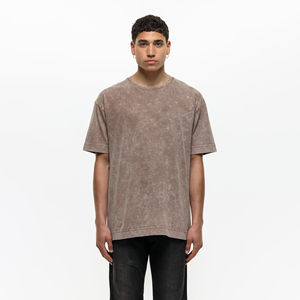 Camiseta de Algodón 100% de Alta Calidad con Lavado Ácido, Cuello Grueso Personalizado, Estilo Retro Oversize, Camiseta Vintage Relajada y Resistente - Product Image 1