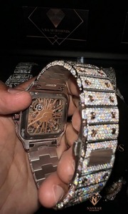 Montre automatique mécanique de luxe haut de gamme pour homme et femme, sertie de diamants et de moissanite, idéale pour les mariages et les soirées, largeur du bracelet 18 mm - Product Image 3