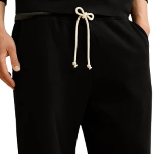 Pantalon de survêtement en molleton noir pour homme, taille élastique avec cordon de serrage, coupe droite décontractée, pantalon de détente d'hiver avec poches - Product Image 5