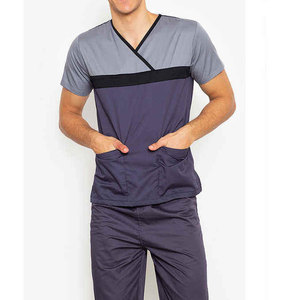 Uniforme Médico de Alta Calidad para Farmacia y Hospital, Conjunto de Blusa y Pantalón Morado y Gris, Tejido de Poliéster, para Uso Médico - Product Image 6