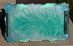 ถาดเรซิ่นอีพ็อกซี่สีเขียวทะเลทำมือพร้อมชุดจานรองแก้ว - Product Image 4