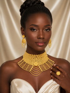 ALANKEET CREATIONS New Ethiopian 24K Gold Plated Flower Box Chain <b>Choker</b> Necklace Women's Fashion Jewelry - Product Image 2