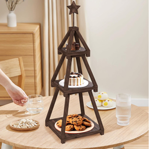 Support à gâteau en bois pour arbre de Noël, plateau de présentation de desserts de Noël, plateau de service sur pied pour fête de Noël, vente en gros du Vietnam - Product Image 3