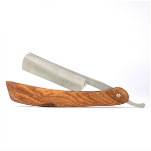 มีดโกนหนวดตรงด้ามจับทำจากไม้แบบพับได้,มีดโกนสำหรับช่างตัดผมทำจากสเตนเลสสตีลพร้อมด้ามจับไม้โรส - Product Image 1