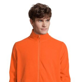 Chaqueta de Forro Polar Naranja para Hombre, Cuello Alto, Cierre de Cremallera, Transpirable, Informal, para Invierno, Corte Regular, Color Sólido, Tejido de Poliéster - Product Image 4
