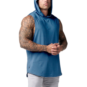 Mens Regular Fit <b>Sleeveless</b> <b>Hoodie</b> Breathable Athletic Workout Soft Gym Training Apparel Summer Polyester/Cotton Custom Design - Product Image 1