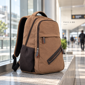 Traveling Canvas Drawstring Backpack with Two Pockets | Men's Vintage Rucksack for Daily Carry and Travel with Cotton Lining 20L - Product Image 2