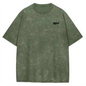 T-shirts délavés à l'acide pour hommes, faible MOQ, personnalisés, vintage, en coton, coupe ample, vêtements pour hommes, poids lourd, prix abordable - Product Image 1