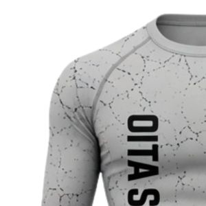Light Grey Long Sleeve Compression <b>Shirt</b> Crackle Print Athletic Workout Training Gym Breathable Sublimated Performance Sports - Product Image 3