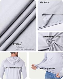 Sweat-shirt à capuche gris pour homme, manches longues, coupe ajustée, séchage rapide, tricoté, décontracté, pour l'été - Product Image 3