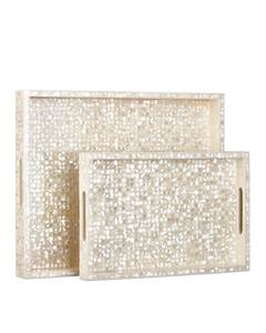 Modern Mother Of Pearl Serving <b>Tray</b> Decorative Shell Inlay Platter For Coffee Tea Breakfast And <b>Snacks</b> - Product Image 3