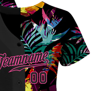 <b>Men</b> Black Pink 3D Pattern Baseball Jersey Button Front Team <b>Shirt</b> Performance Athletic Practice Game Uniform Lightweight Wear - Product Image 4